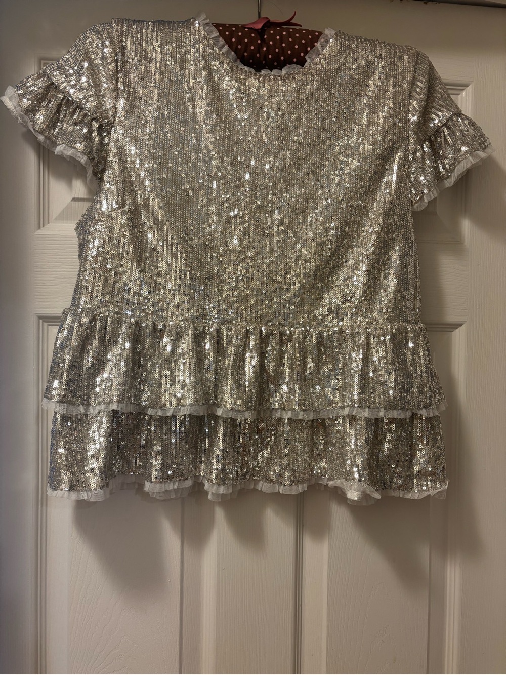 Endless Rose Gold sequin peplum top